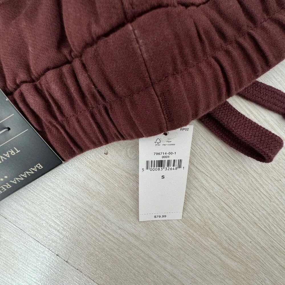 Banana Republic Travel‎ Jogger Mens S Burgundy Tapered Mid Rise Pant Casual Prep